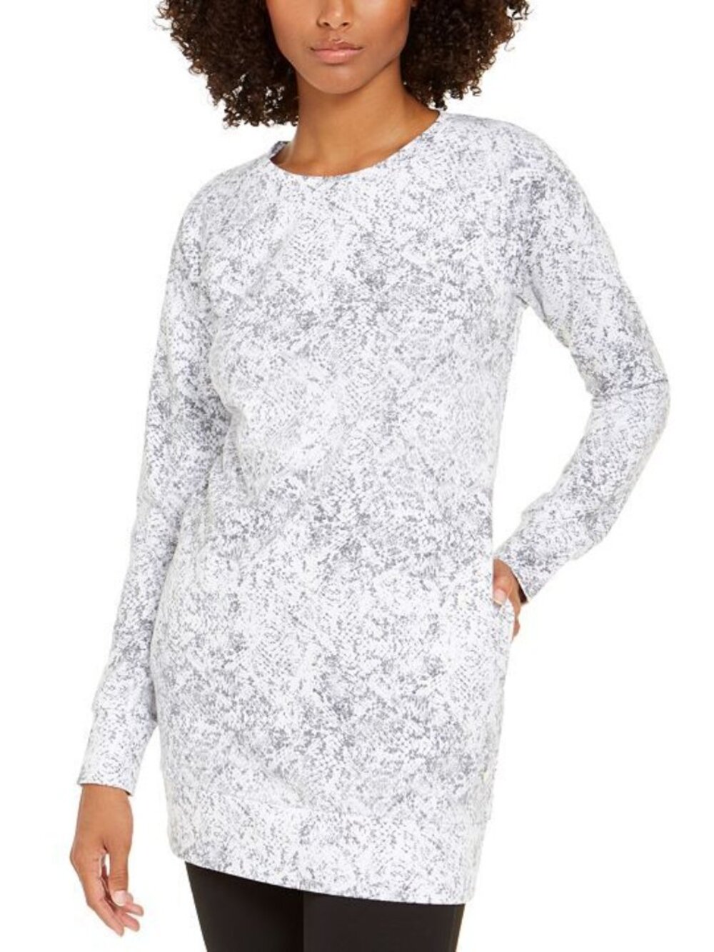 Ideology Womens Activewear Snake Print Cowl Neck Tunic